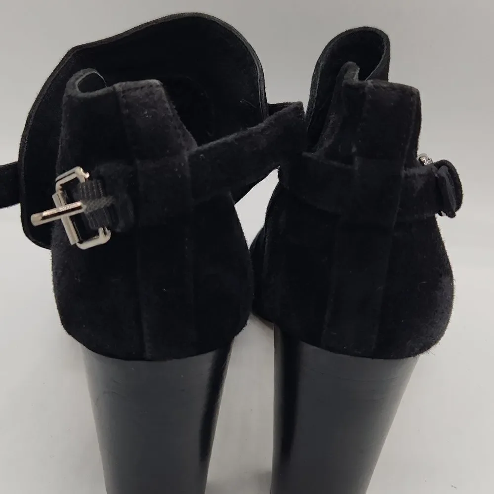 VINCE CAMUTO Conley Black Leather Suede Peep-Toe